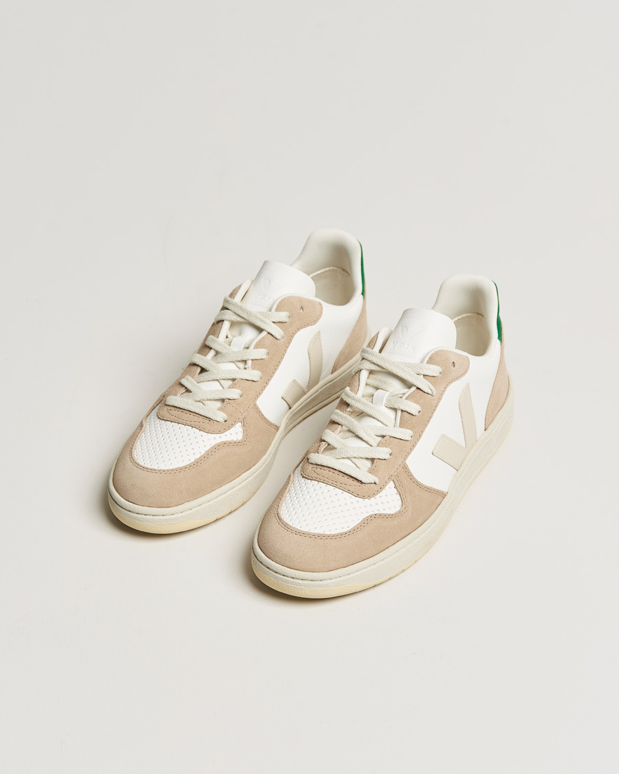 Herren | Veja V-10 Leather Sneaker Extra White Sahara Emeraude | Veja | V-10 Leather Sneaker Extra White Sahara Emeraude