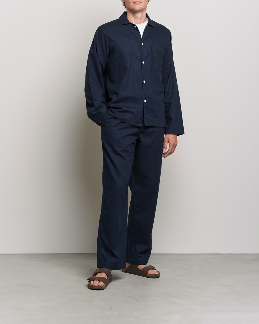 Herren | Schlafanzüge & Bademäntel | Tekla | Flannel Pyjama Shirt Midnight Blue