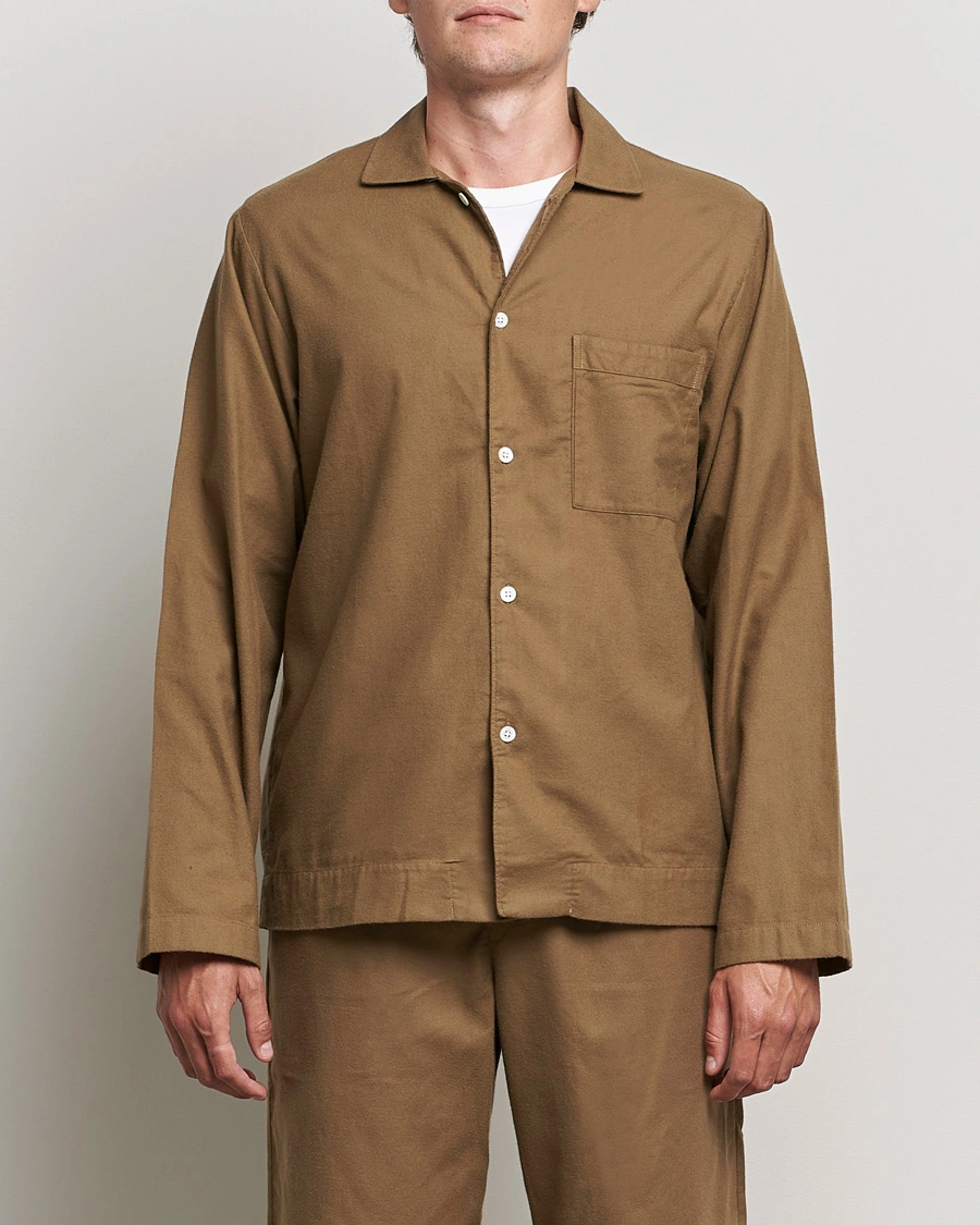 Herren | Tekla | Tekla | Flannel Pyjama Shirt Moss