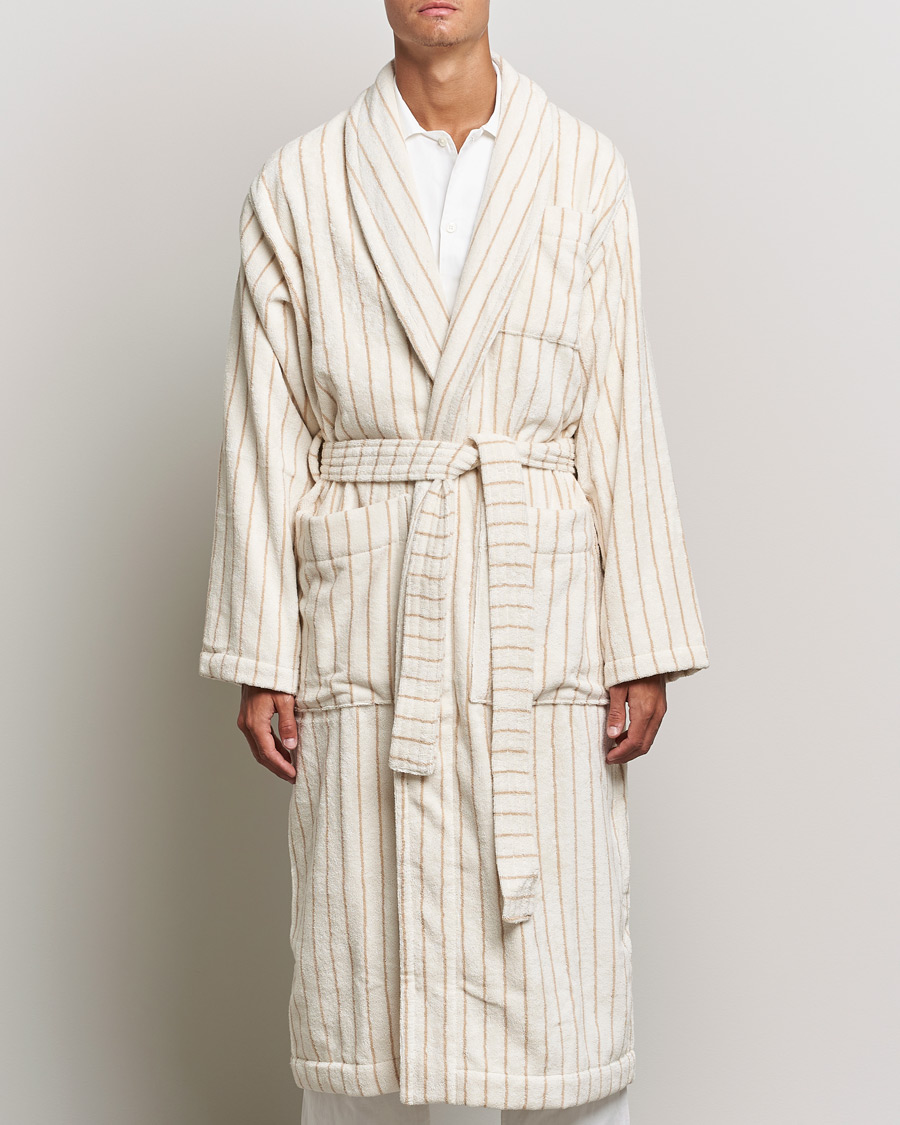 Herr | Morgonrockar | Tekla | Organic Terry Classic Bathrobe Sienna Stripes