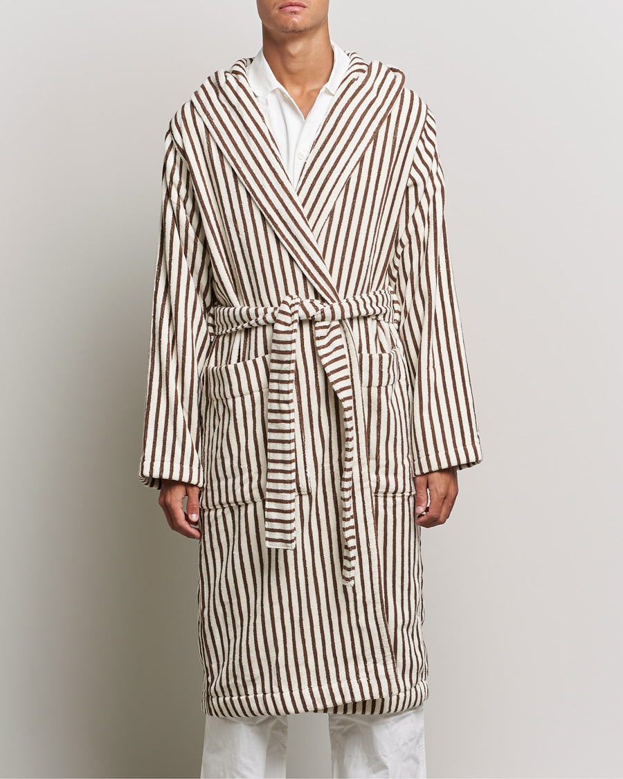 Herr | Tekla | Tekla | Organic Terry Hooded Bathrobe Kodiak Stripes