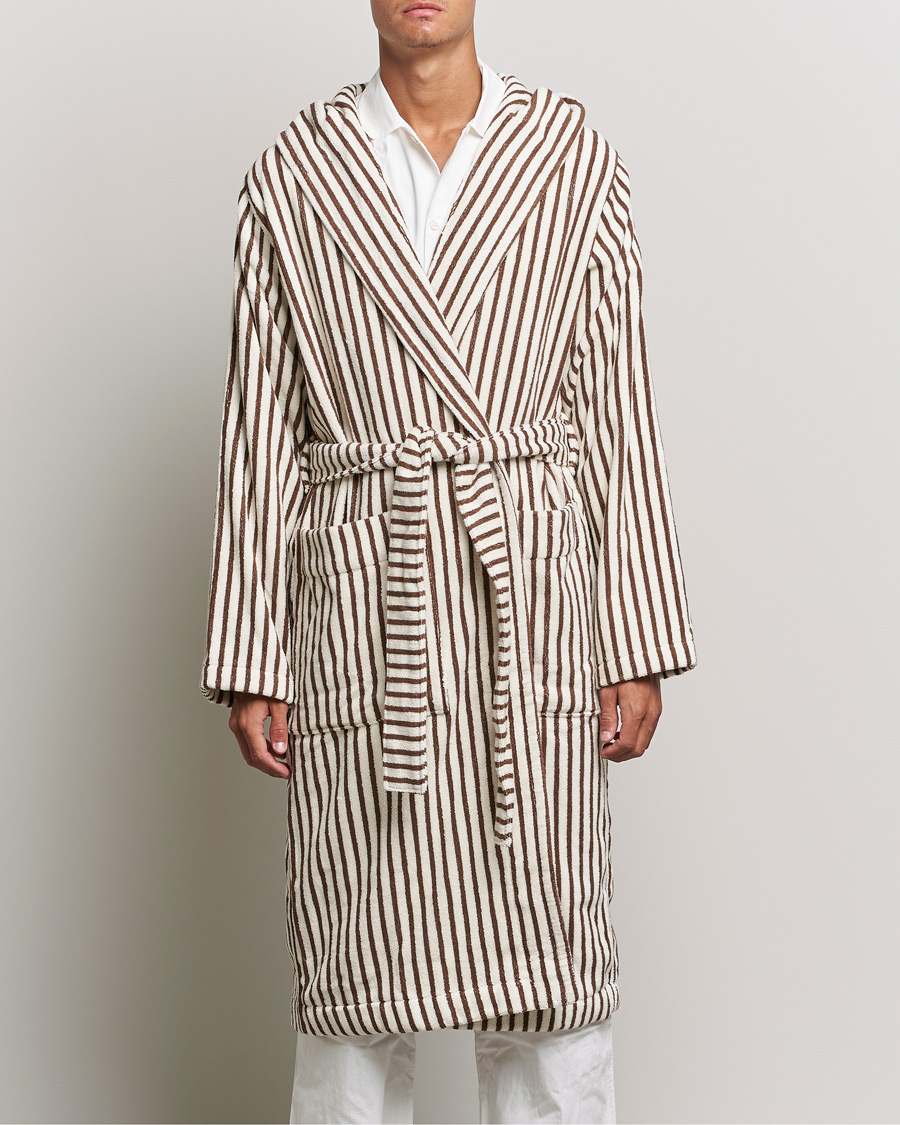 Herren | Schlafanzüge & Bademäntel | Tekla | Organic Terry Hooded Bathrobe Kodiak Stripes