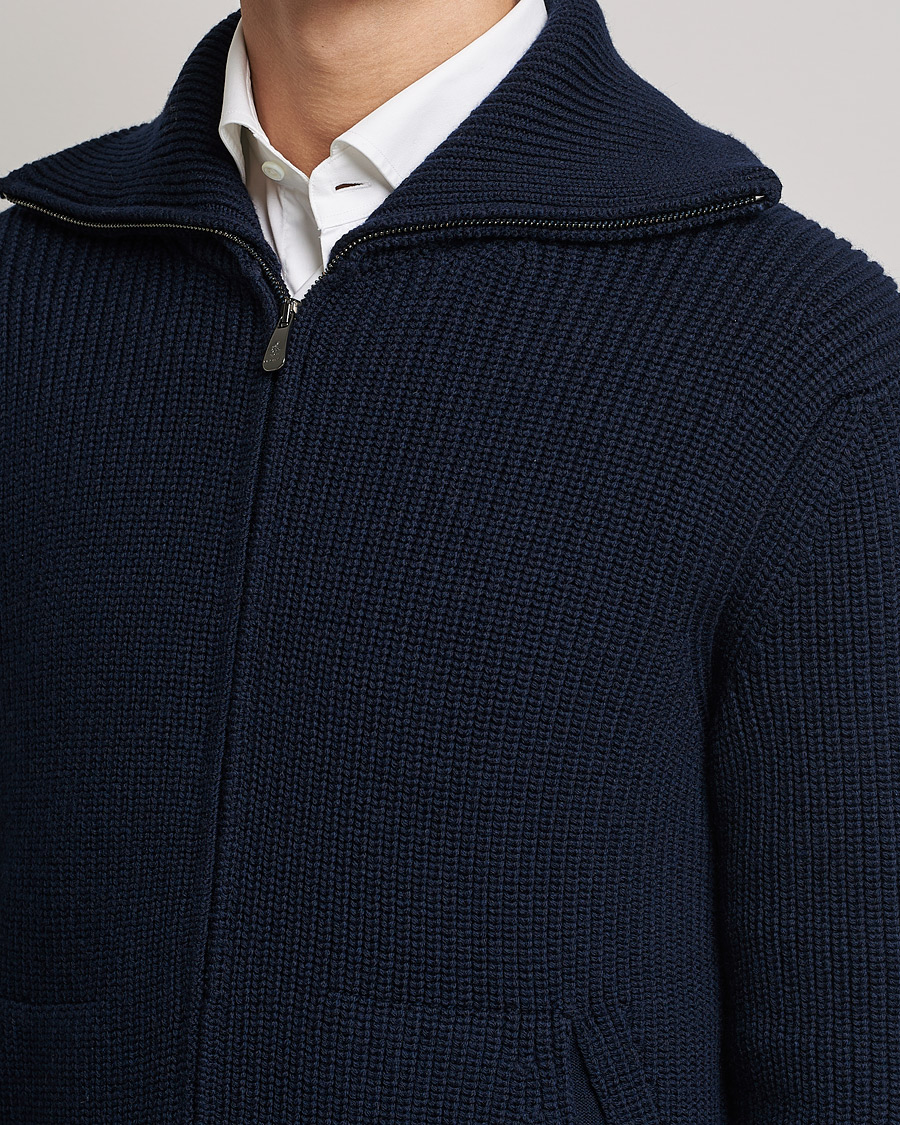 Herren | Pullover | Piacenza Cashmere | Heavy Zip Cardigan Navy