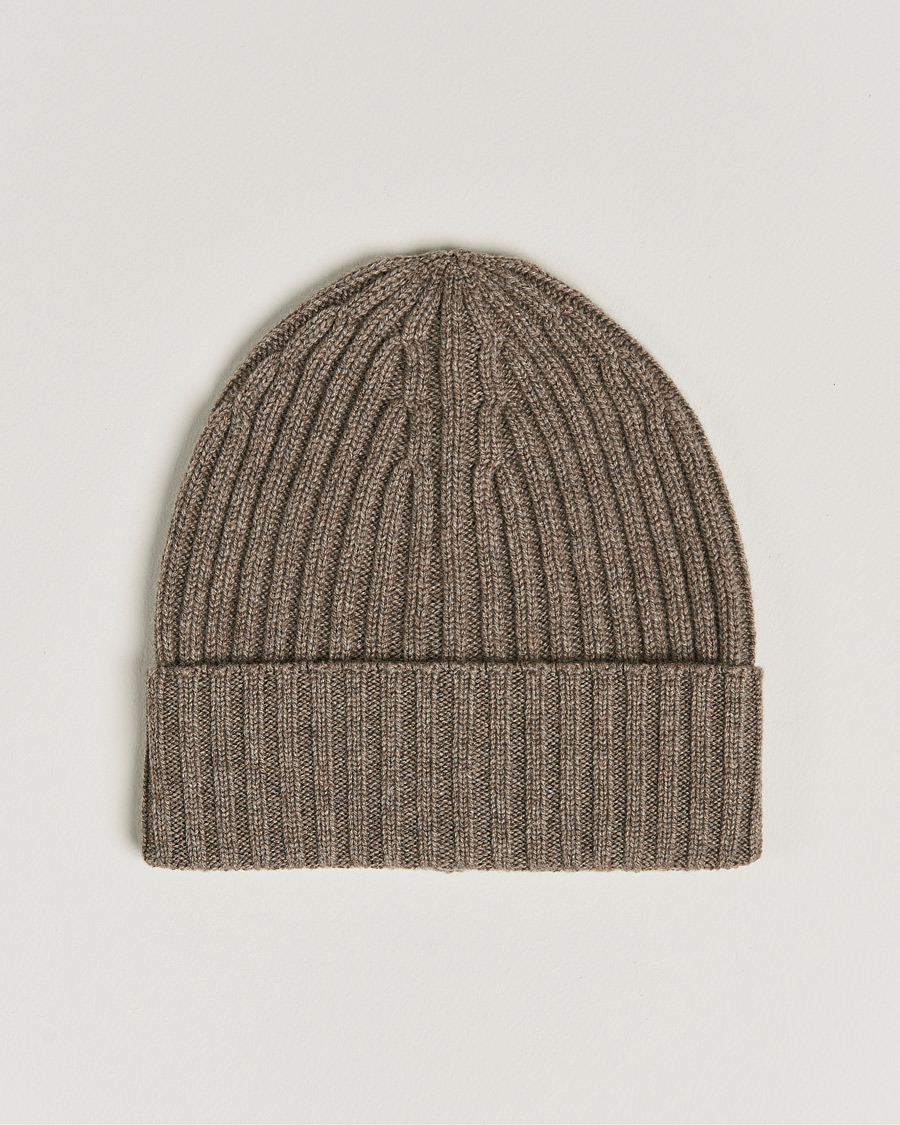 Herren | Mützen | Piacenza Cashmere | Ribbed Cashmere Beanie Taupe