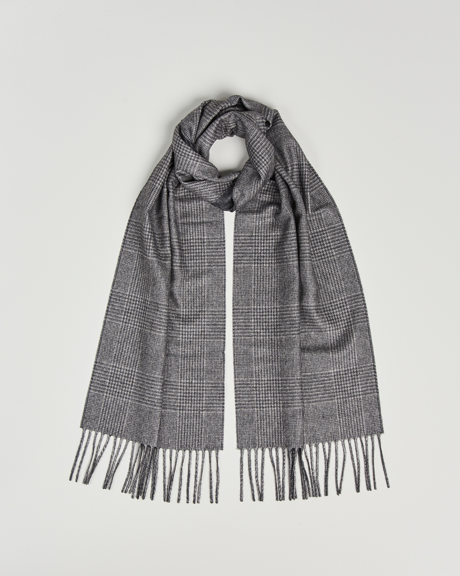 Herren | Piacenza Cashmere Cashmere/Silk Glencheck Scarf Light Grey | Piacenza Cashmere | Cashmere/Silk Glencheck Scarf Light Grey