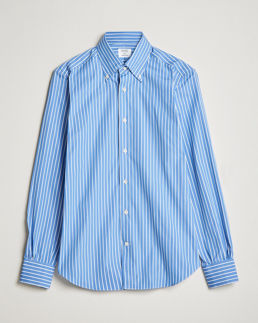 Herren | Hemden | Mazzarelli | Soft Button Down Stripe Shirt Blue/White
