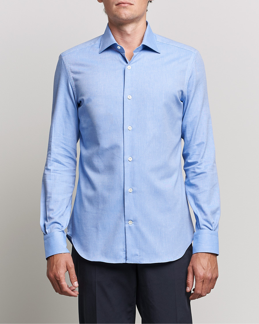 Herren | Hemden | Mazzarelli | Soft Twill Cotton Shirt Light Blue