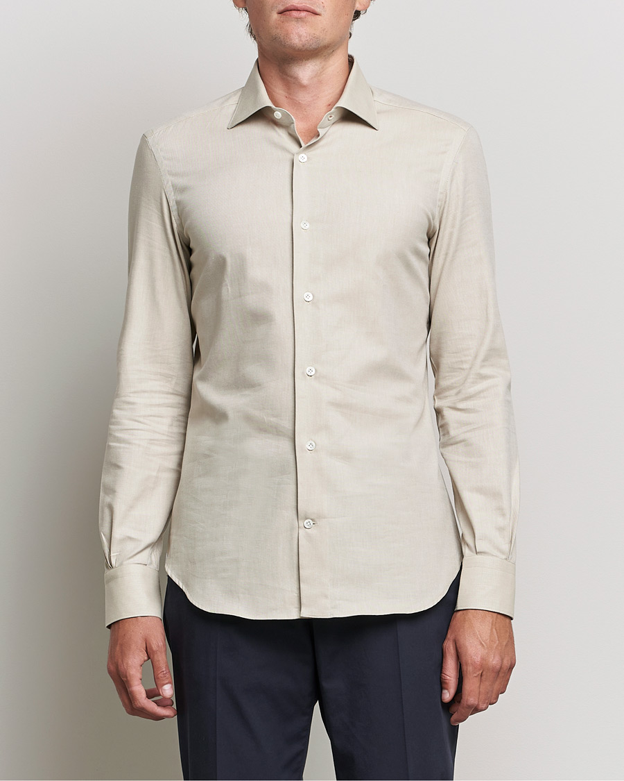 Herren | Freizeithemden | Mazzarelli | Soft Twill Cotton Shirt Beige