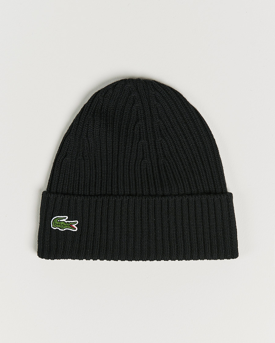 Herren | Lacoste Wool Knitted Beanie Black | Lacoste | Wool Knitted Beanie Black