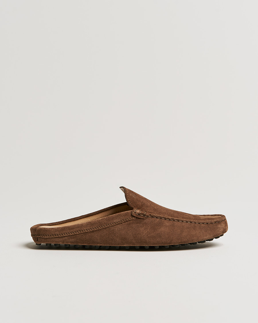 Herren | Tod's Gommino Slippers Dark Brown Suede | Tod's | Gommino Slippers Dark Brown Suede