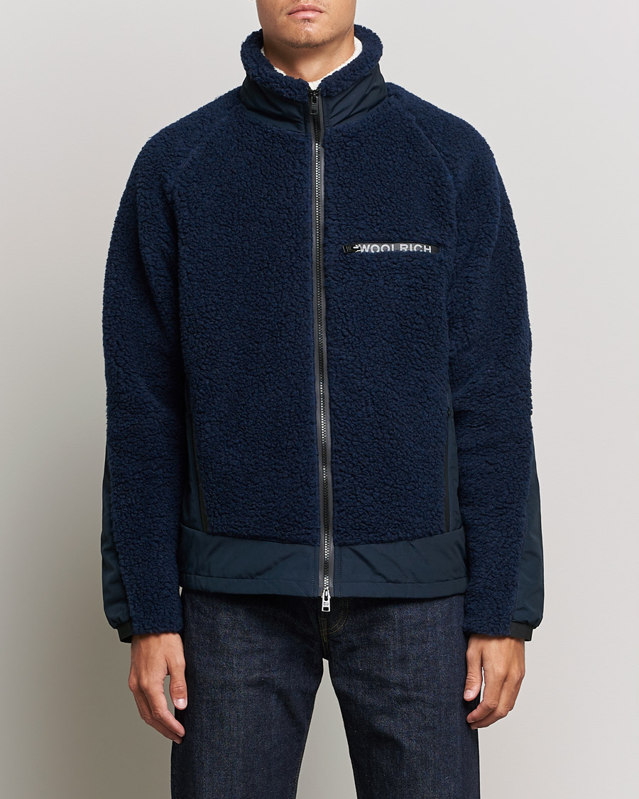 Herren | Leichte Jacken | Woolrich | Sherpa Hybrid Jacket Melton Blue