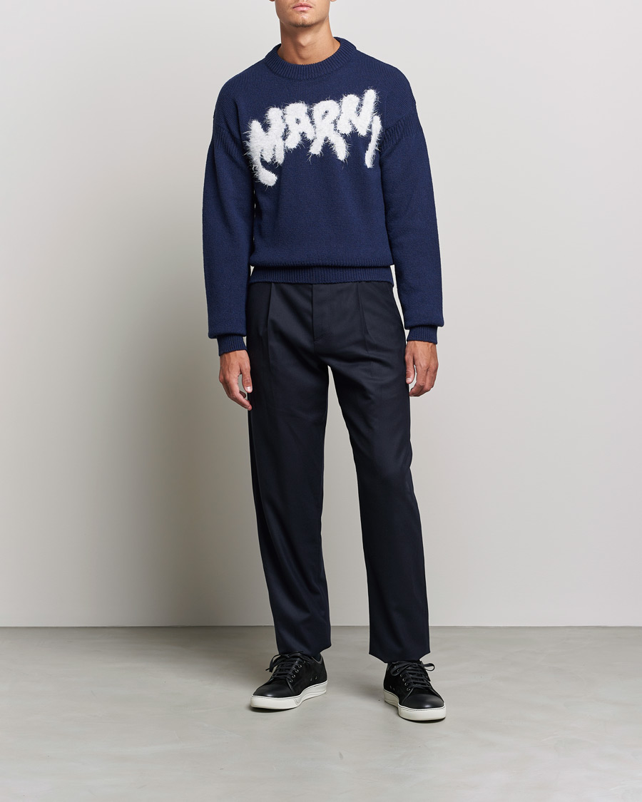 Herren | Pullover | Marni | Mohair Logo Sweater Navy