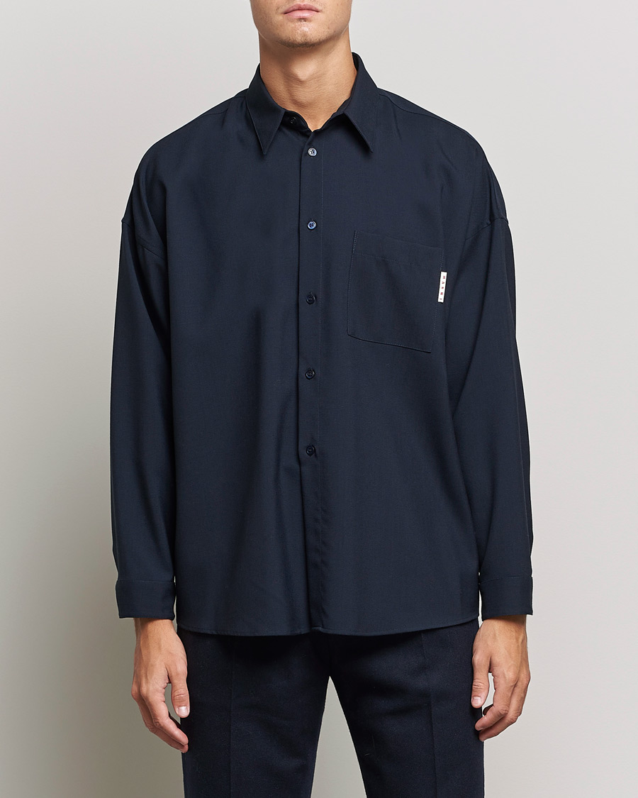 Herren | Marni | Marni | Tropical Wool Oversize Shirt Blublack