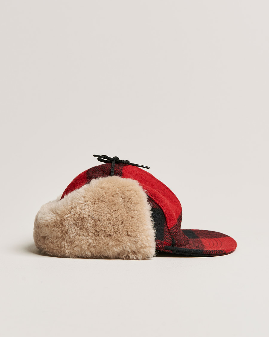 Herren | Filson Double Mackinaw Wool Cap Red Black Plaid | Filson | Double Mackinaw Wool Cap Red Black Plaid