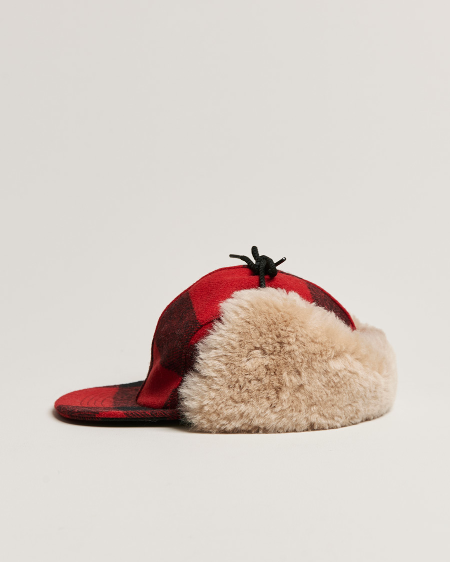 Herren | Filson Double Mackinaw Wool Cap Red Black Plaid | Filson | Double Mackinaw Wool Cap Red Black Plaid