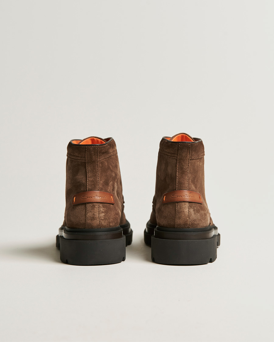 Herren | Boots | Santoni | Brogue Winter Boot Dark Brown Suede
