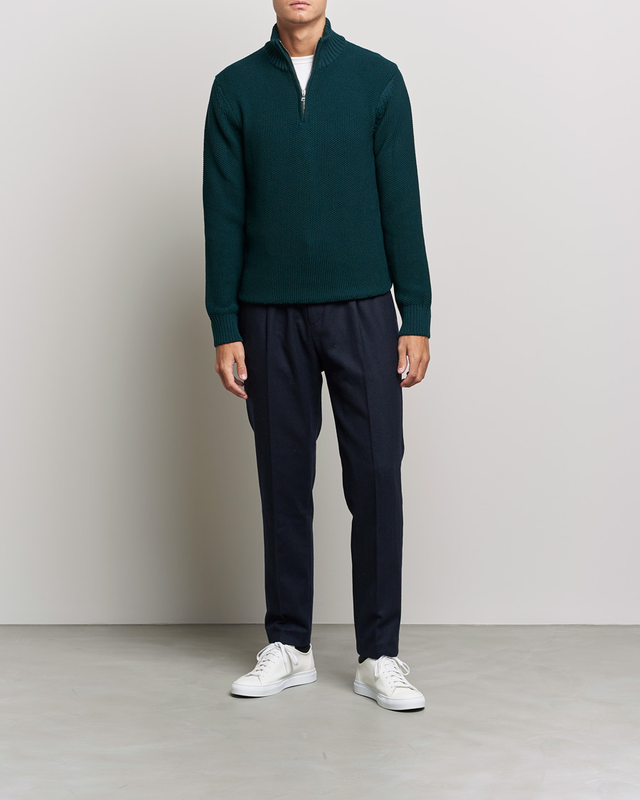 Herren | Pullover | Orlebar Brown | Lennard Merino Waffle Half Zip Bristlecone Pine