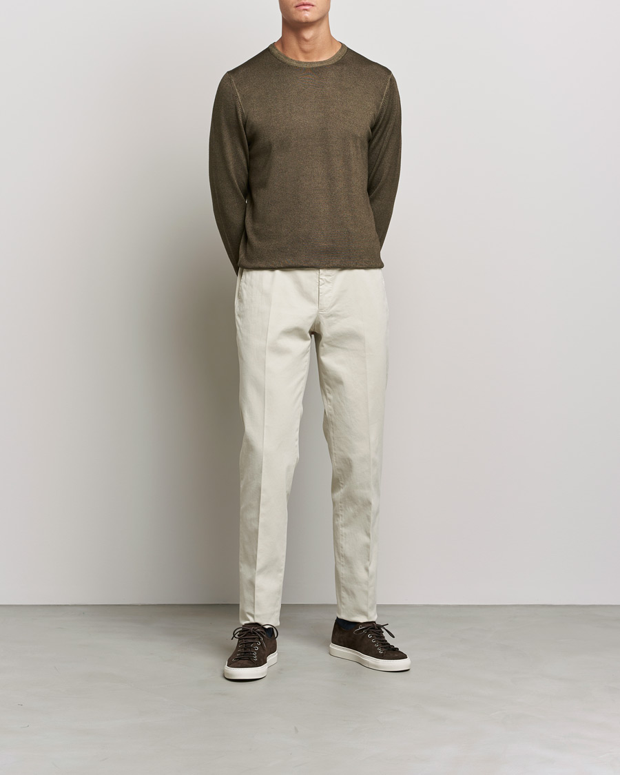Herren | Pullover | Gran Sasso | Vintage Merino Fashion Fit Crew Neck Pullover Green