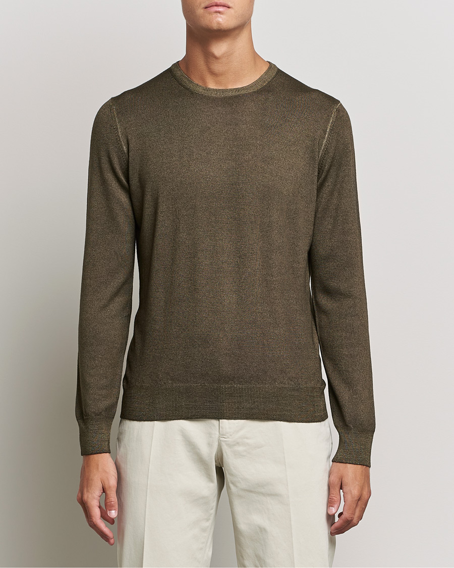 Herren | Pullover | Gran Sasso | Vintage Merino Fashion Fit Crew Neck Pullover Green