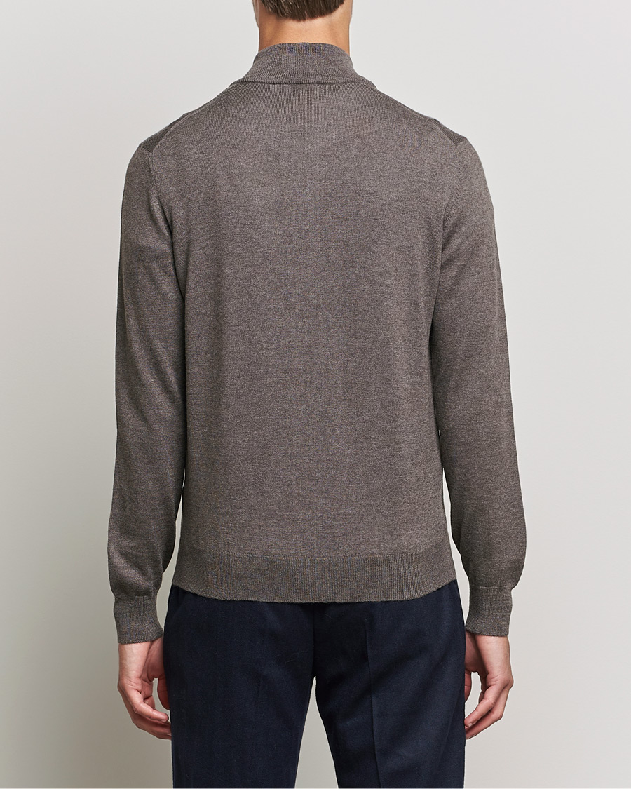 Herren | Pullover | Gran Sasso | Merino Fashion Fit Full Zip Mud Brown