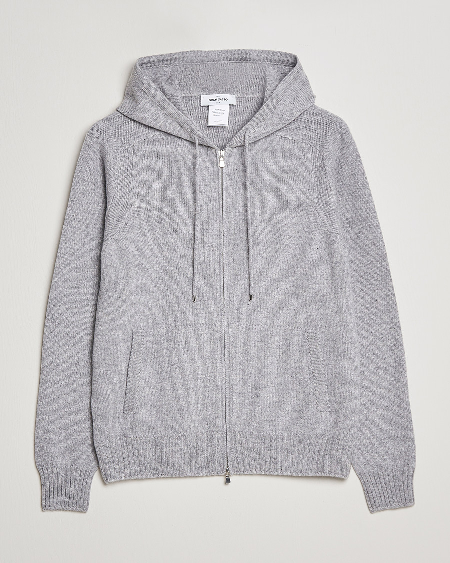 Herren | Pullover | Gran Sasso | Full Zip Wool Hoodie Light Grey