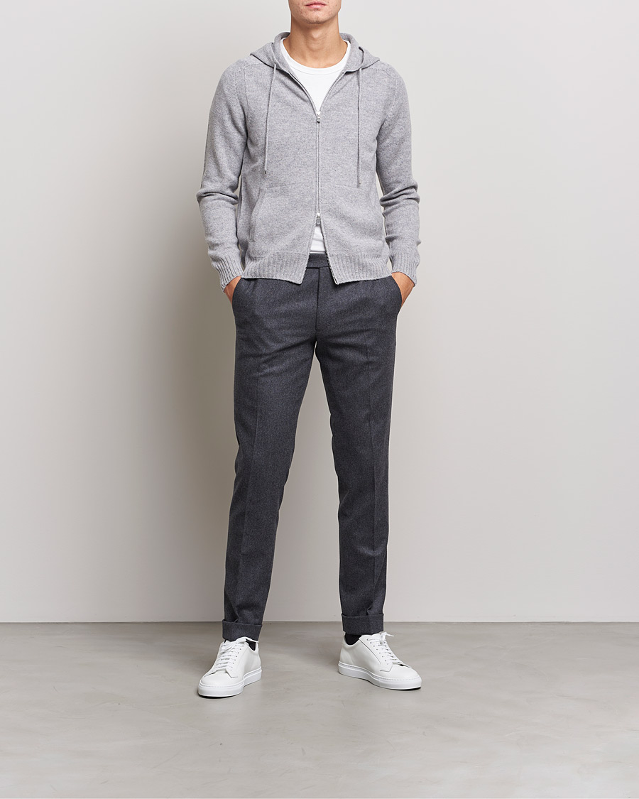 Herren | Pullover | Gran Sasso | Full Zip Wool Hoodie Light Grey