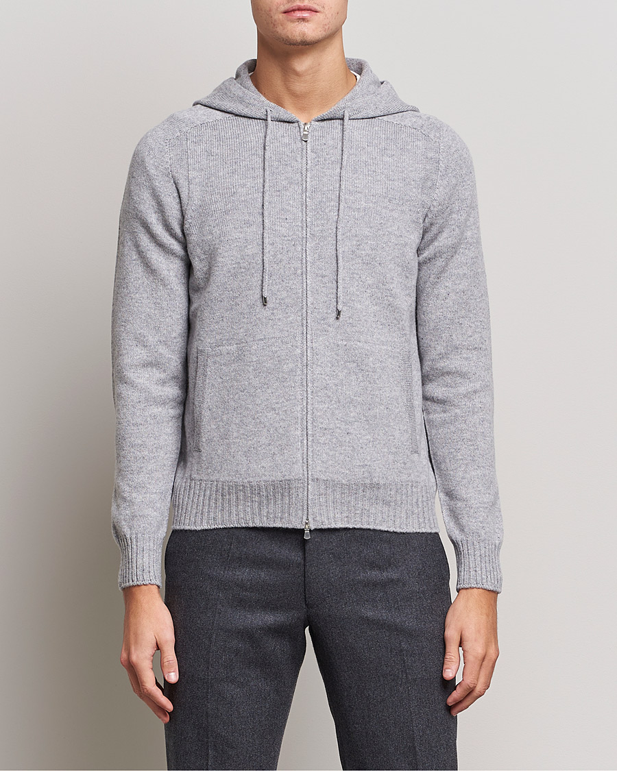 Herren | Pullover | Gran Sasso | Full Zip Wool Hoodie Light Grey