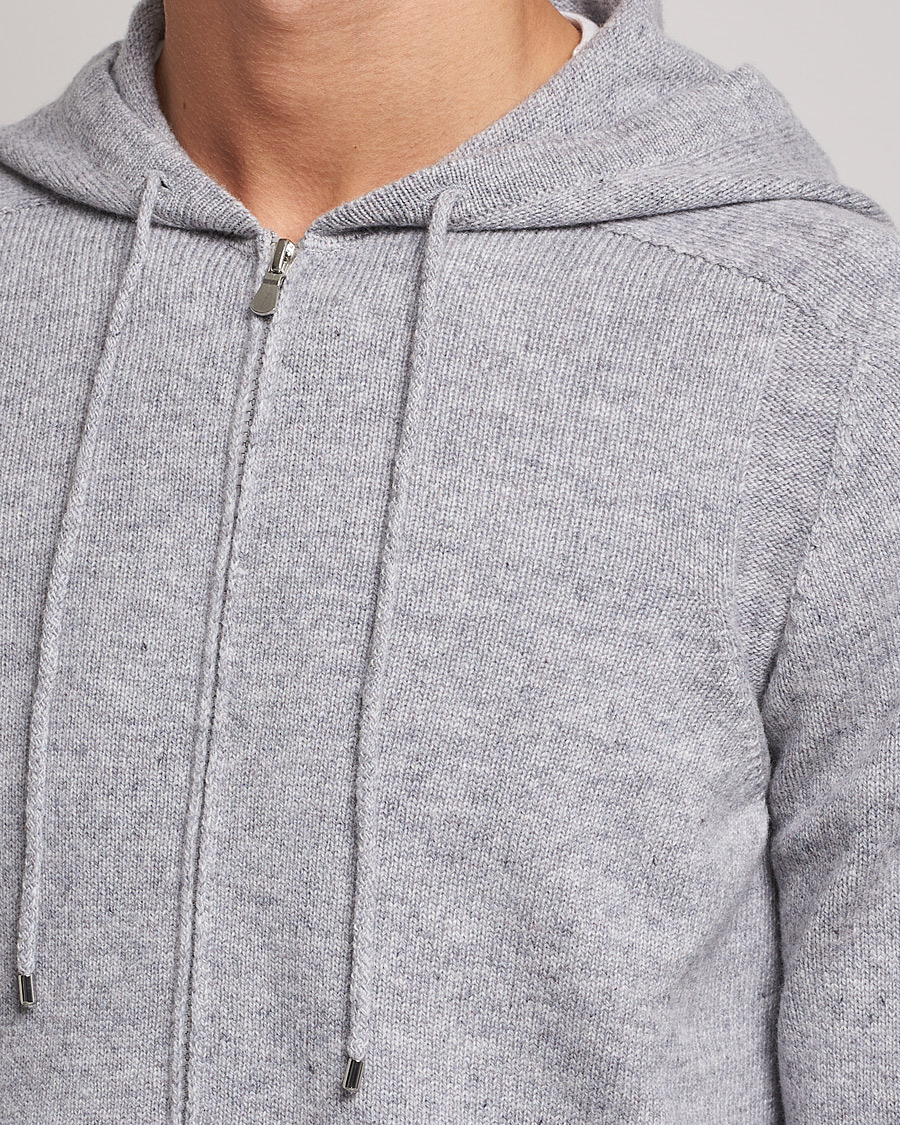 Herren | Pullover | Gran Sasso | Full Zip Wool Hoodie Light Grey