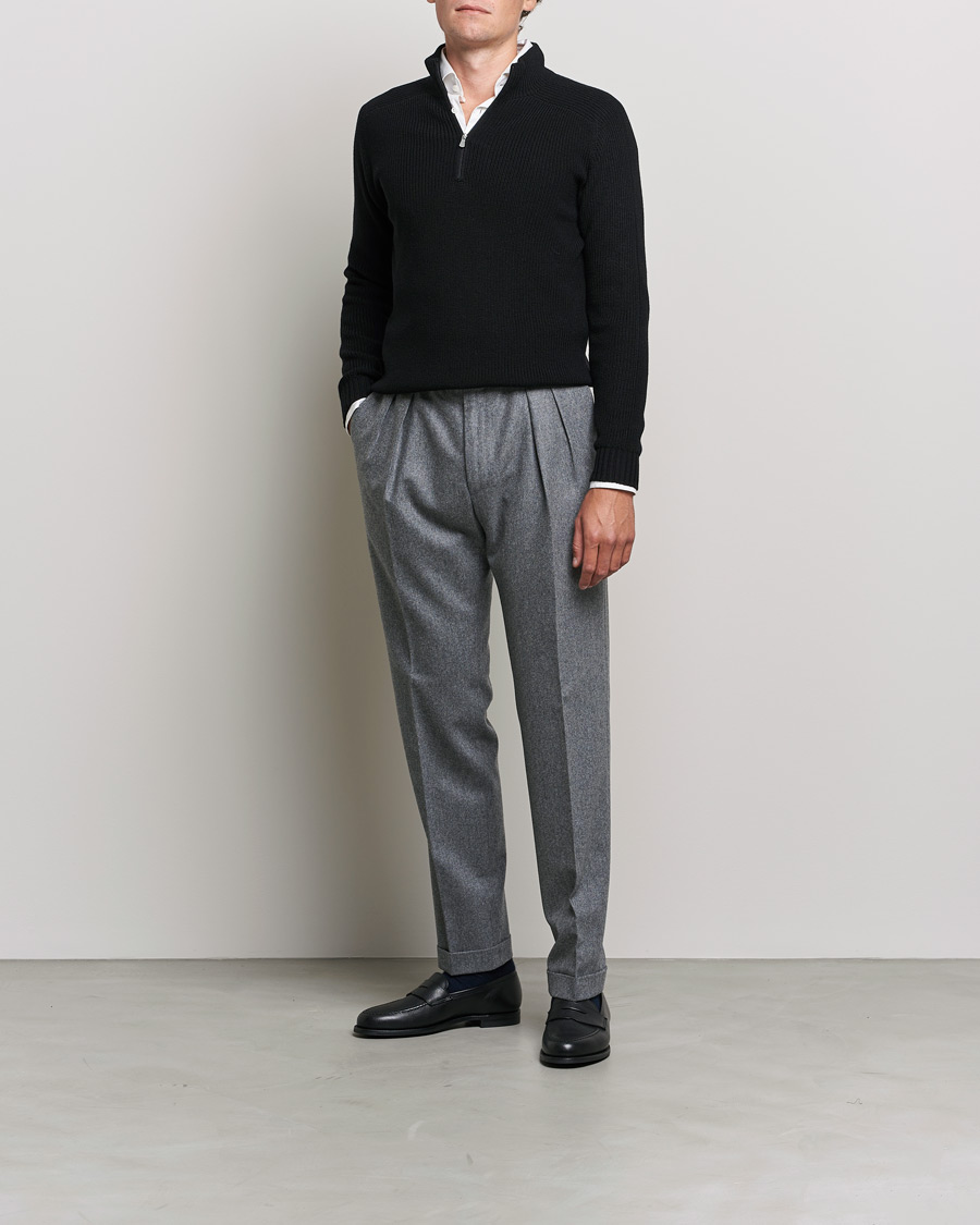 Herren | Pullover | Gran Sasso | Rainwool Half Zip Black