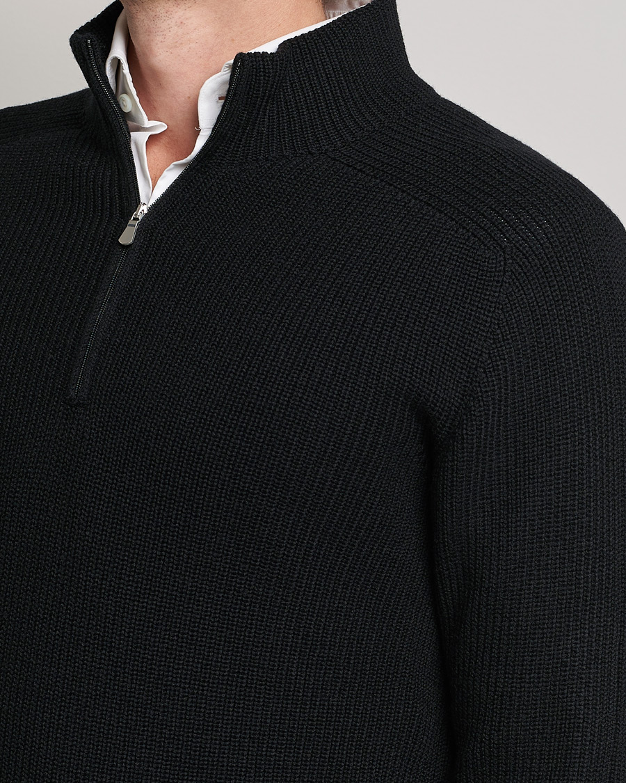 Herren | Pullover | Gran Sasso | Rainwool Half Zip Black