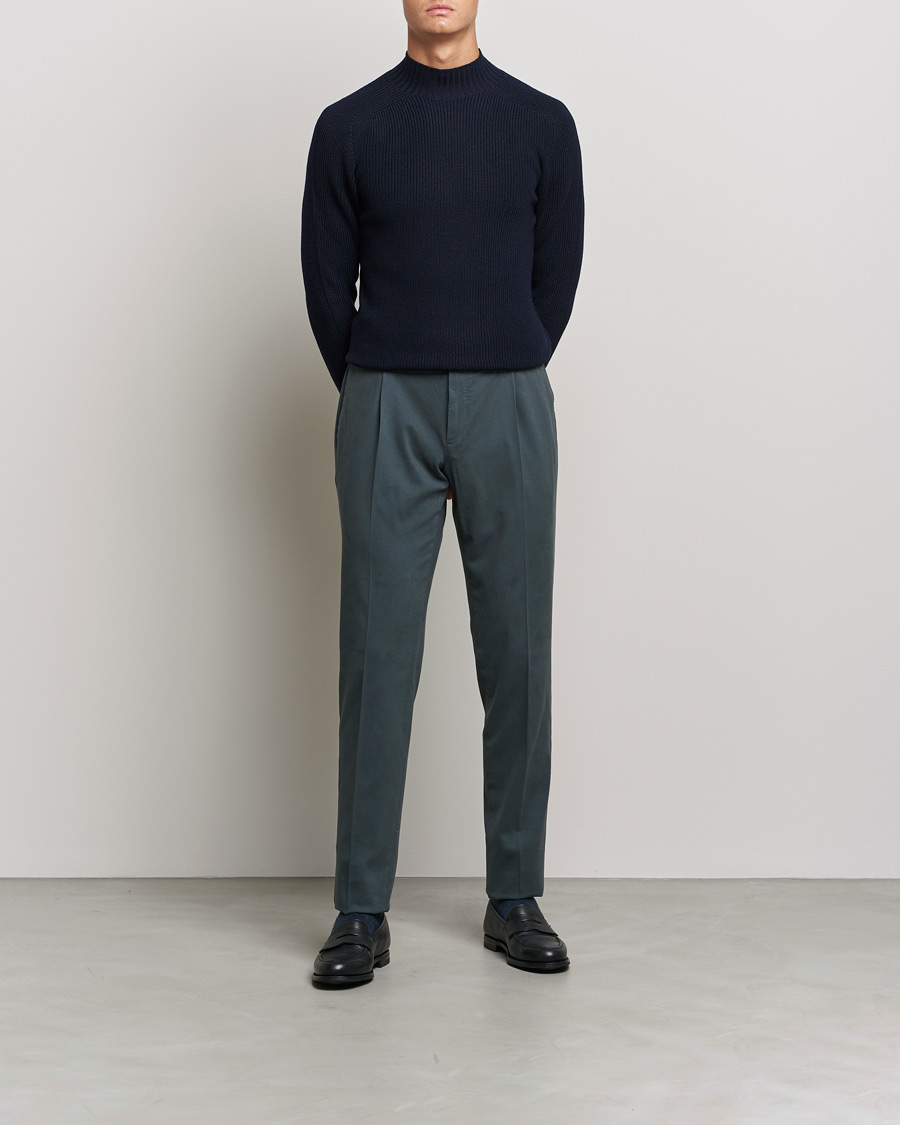 Herren | Pullover | Gran Sasso | Rainwool Mock Neck Navy