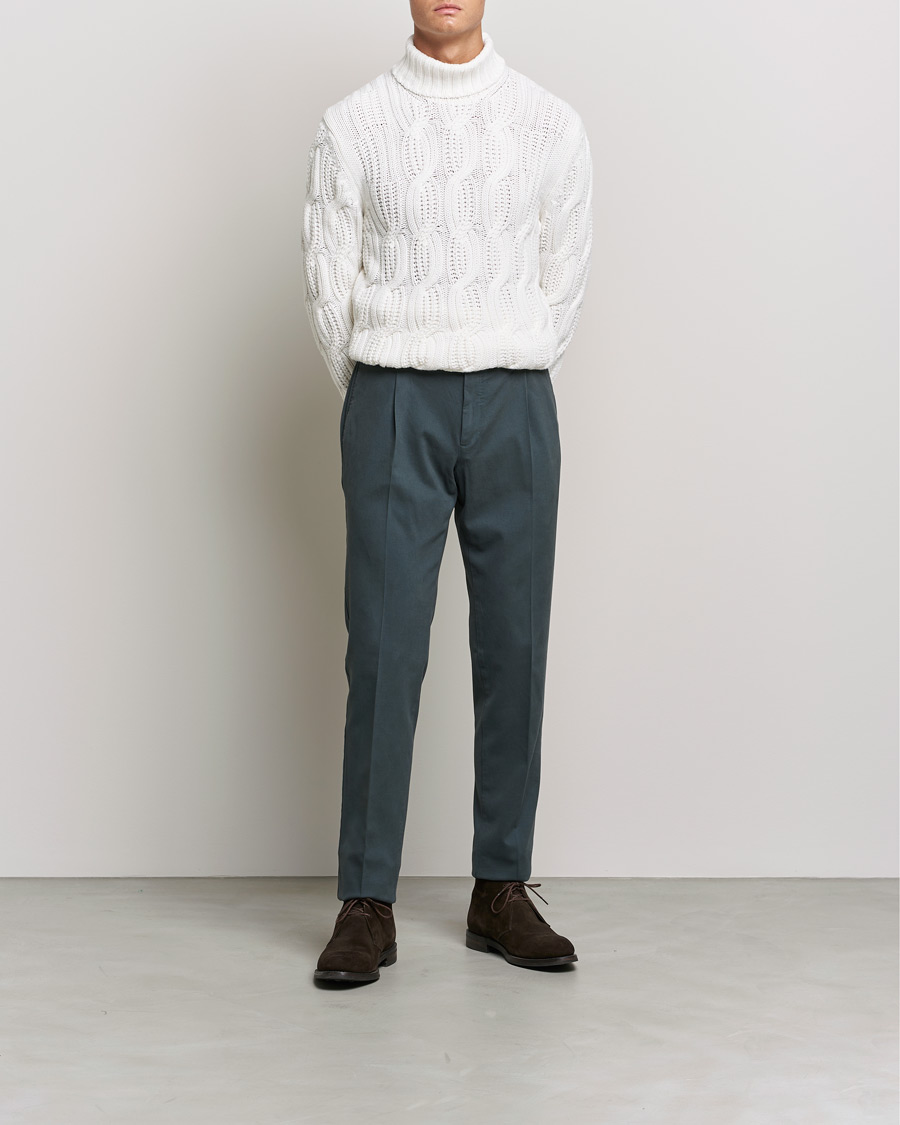 Herren | Rollkragenpullover | Gran Sasso | Cable Knitted Wool/Cashmere Roll Neck Off White