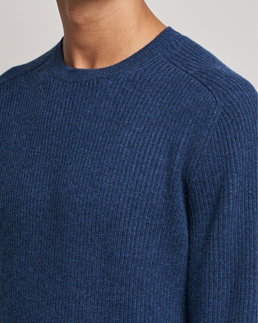 Herren | Pullover | Gran Sasso | Knitted Wool/Cashmere Structure Crewneck Navy