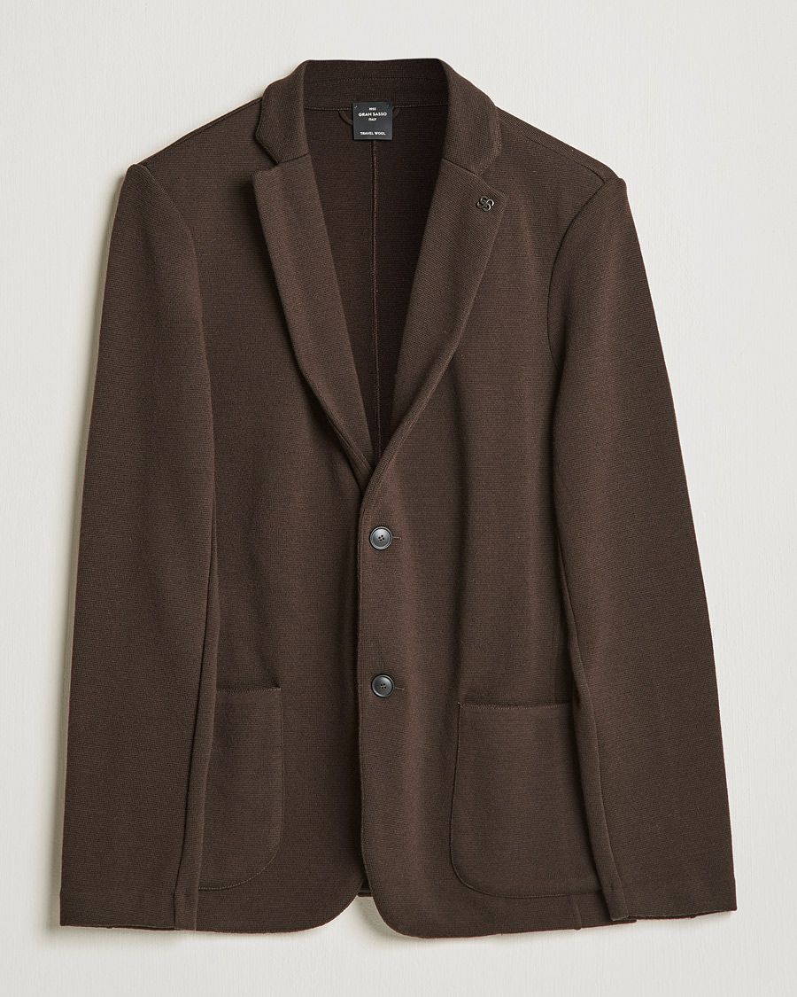 Herren | Sakkos | Gran Sasso | Travel Wool Knitted Jacket Brown