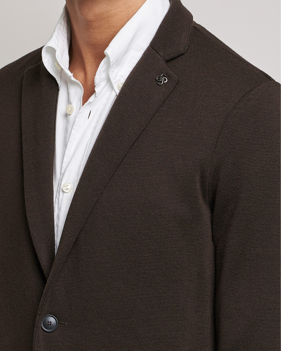 Herren | Sakkos | Gran Sasso | Travel Wool Knitted Jacket Brown