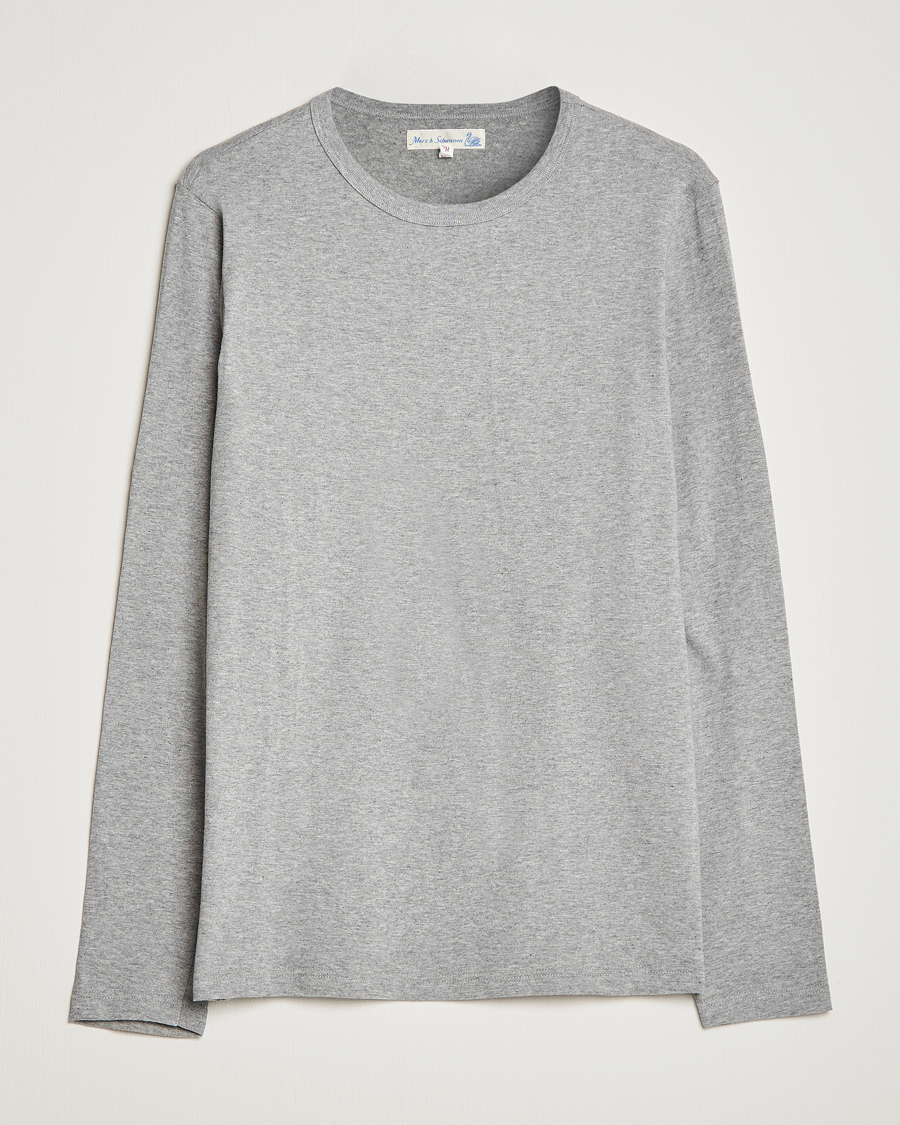 Herren | T-Shirts | Merz b. Schwanen | 1950s Classic Loopwheeled Longsleeve Tee Grey Marl