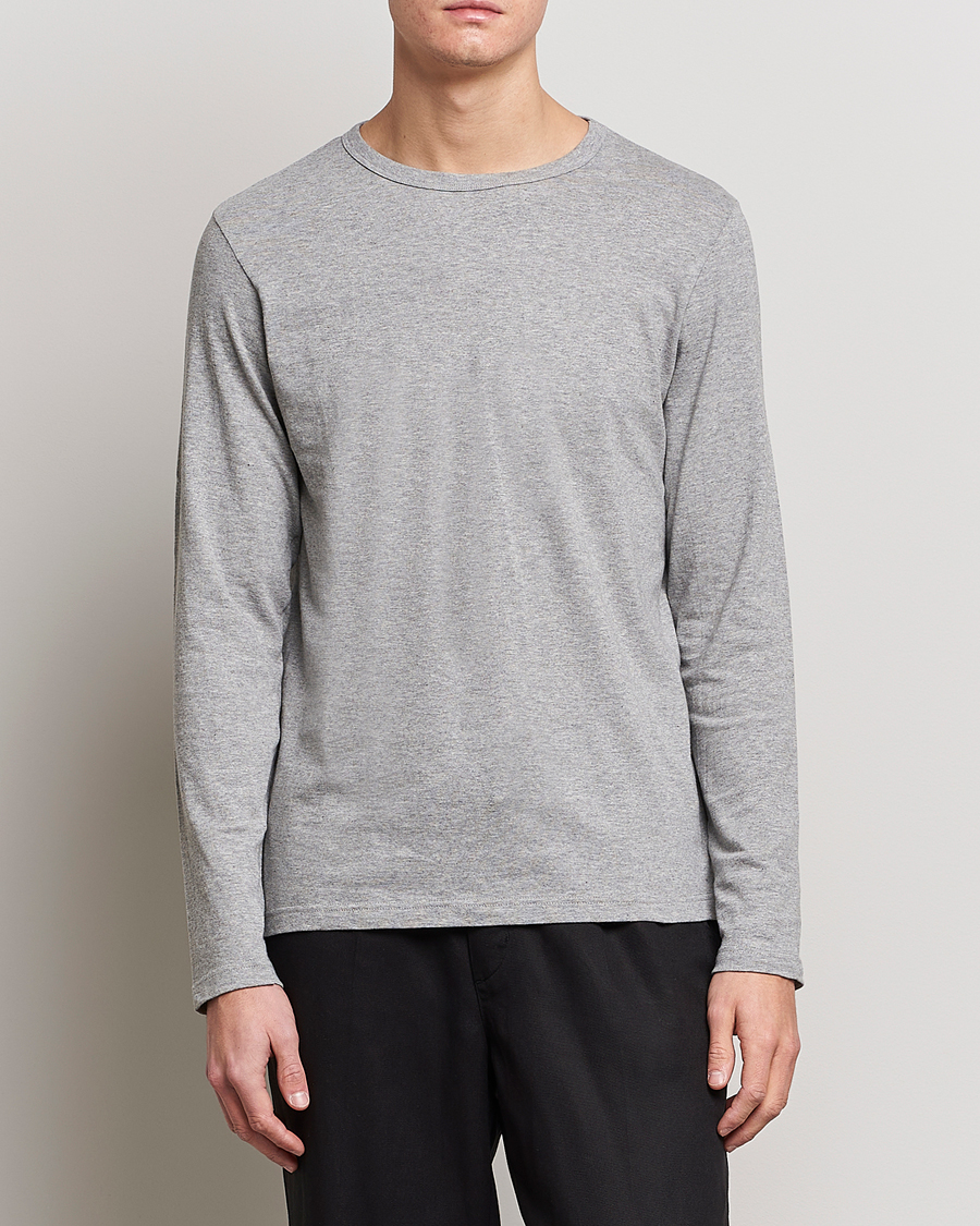 Herren | T-Shirts | Merz b. Schwanen | 1950s Classic Loopwheeled Longsleeve Tee Grey Marl