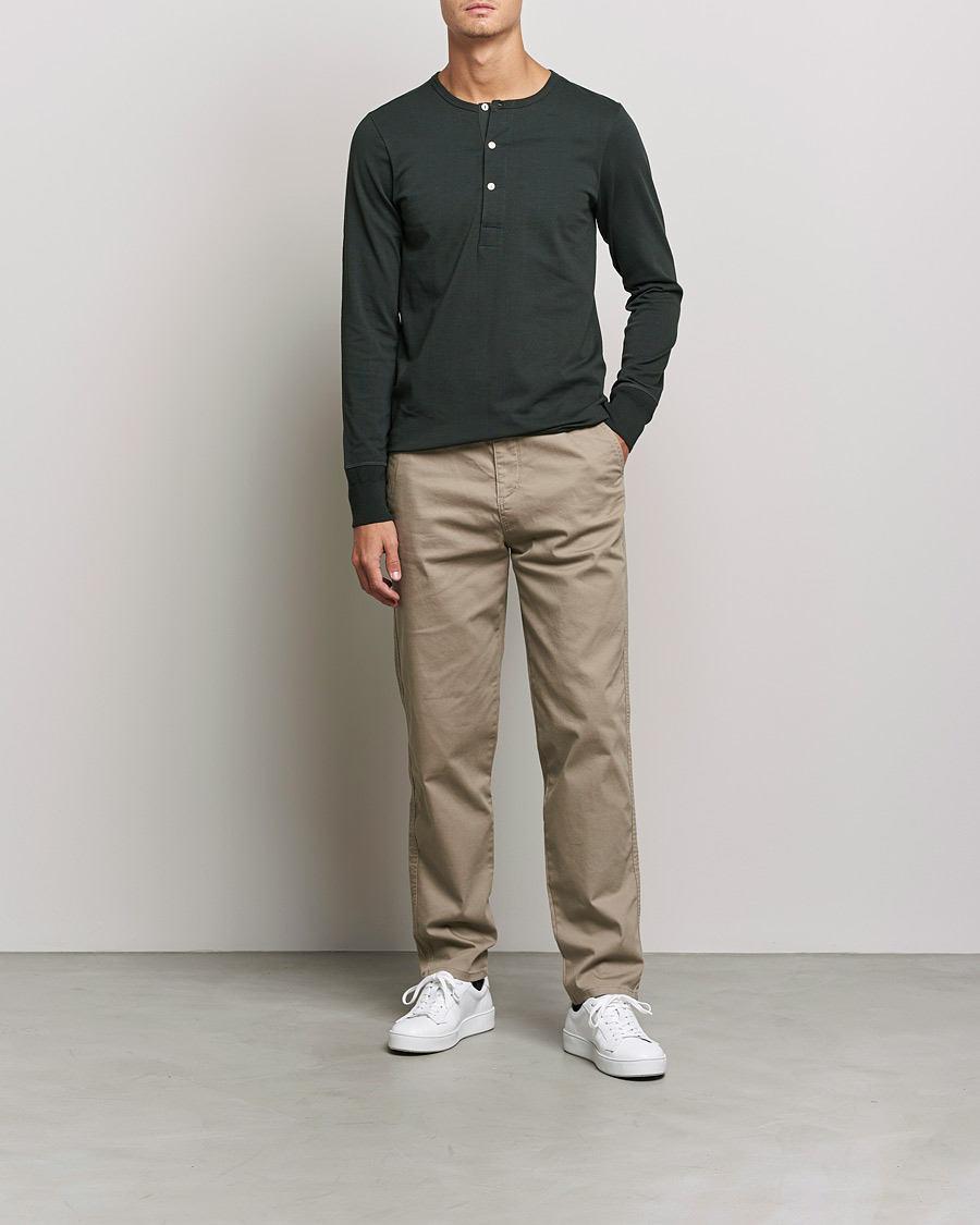 Herren | | Merz b. Schwanen | Classic Organic Cotton Henley Sweater Forest