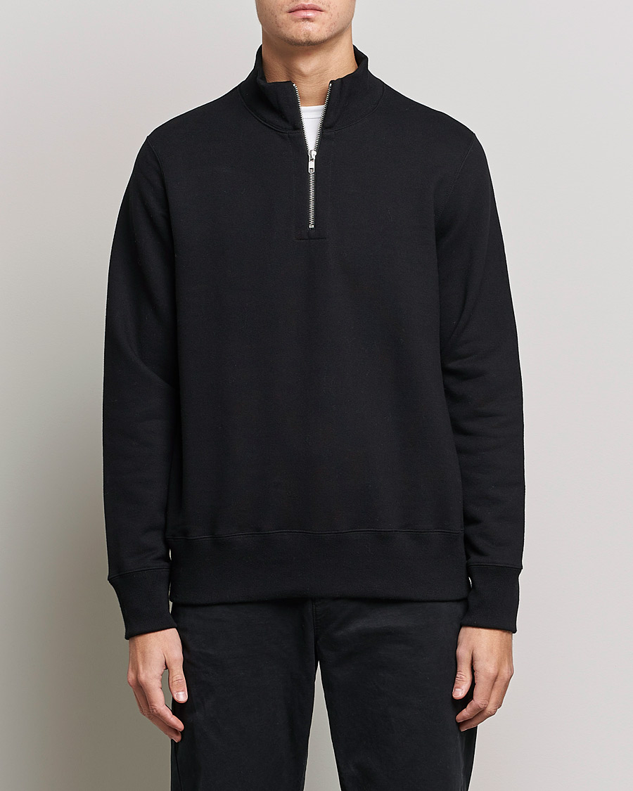 Herren | Half-zip | Merz b. Schwanen | Organic Cotton Half Zip Sweat Black