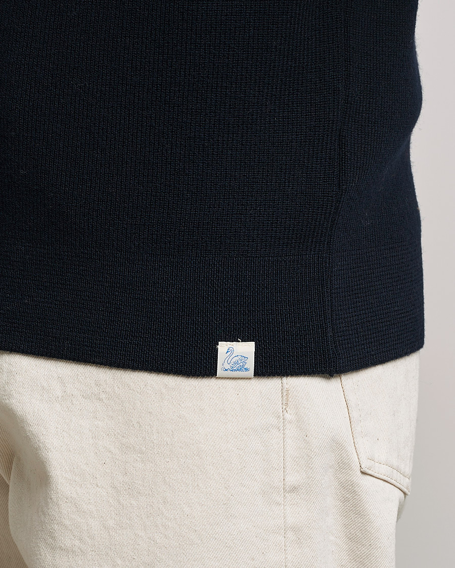 Herren | Pullover | Merz b. Schwanen | Merino Wool Half Zip Dark Navy