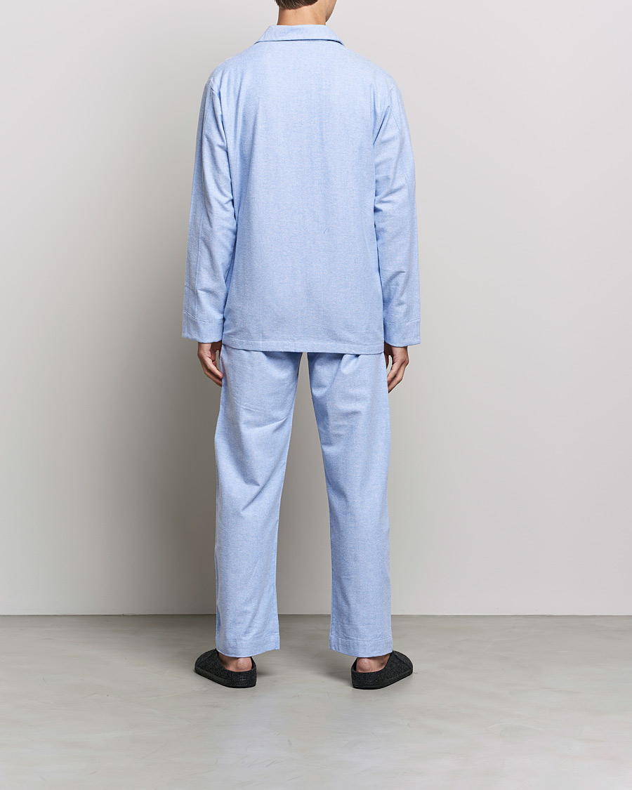 Herren | Pyjama-Set | Derek Rose | Brushed Cotton Flannel Herringbone Pyjama Set Blue