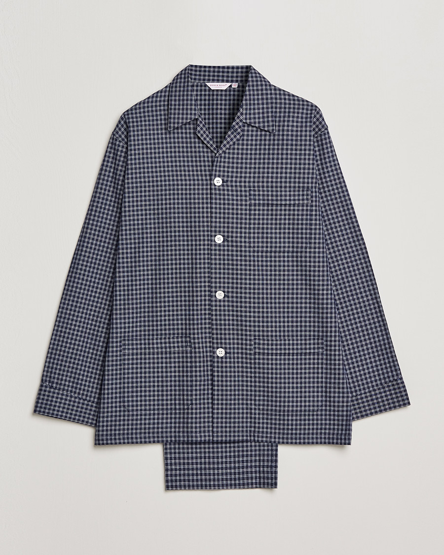 Herren | Schlafanzüge & Bademäntel | Derek Rose | Checked Cotton Pyjama Set Navy