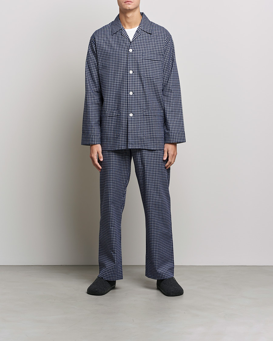 Herren | Schlafanzüge & Bademäntel | Derek Rose | Checked Cotton Pyjama Set Navy