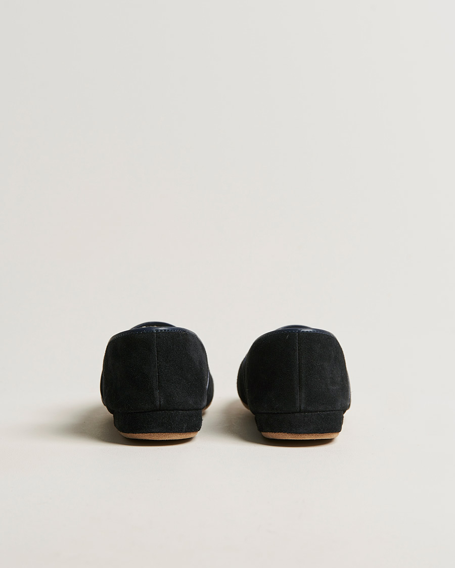 Herren | Derek Rose Crawford Sheepskin Suede Slippers Navy | Derek Rose | Crawford Sheepskin Suede Slippers Navy