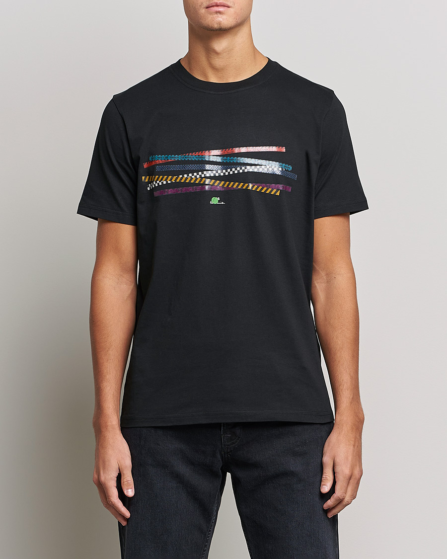 Herren | Kurzarm T-Shirt | PS Paul Smith | Tapes Cotton T-Shirt Black