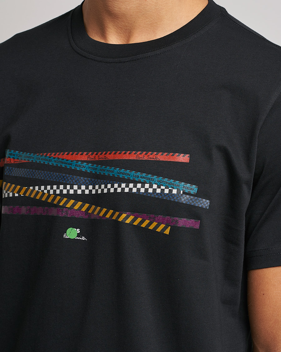 Herren | T-Shirts | PS Paul Smith | Tapes Cotton T-Shirt Black