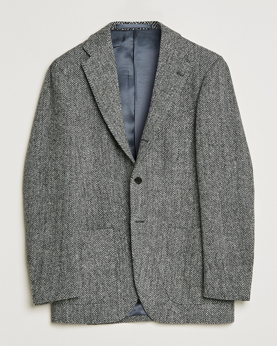 Herren | Sakkos | Beams F | Herringbone Tweed Jacket Dark Grey