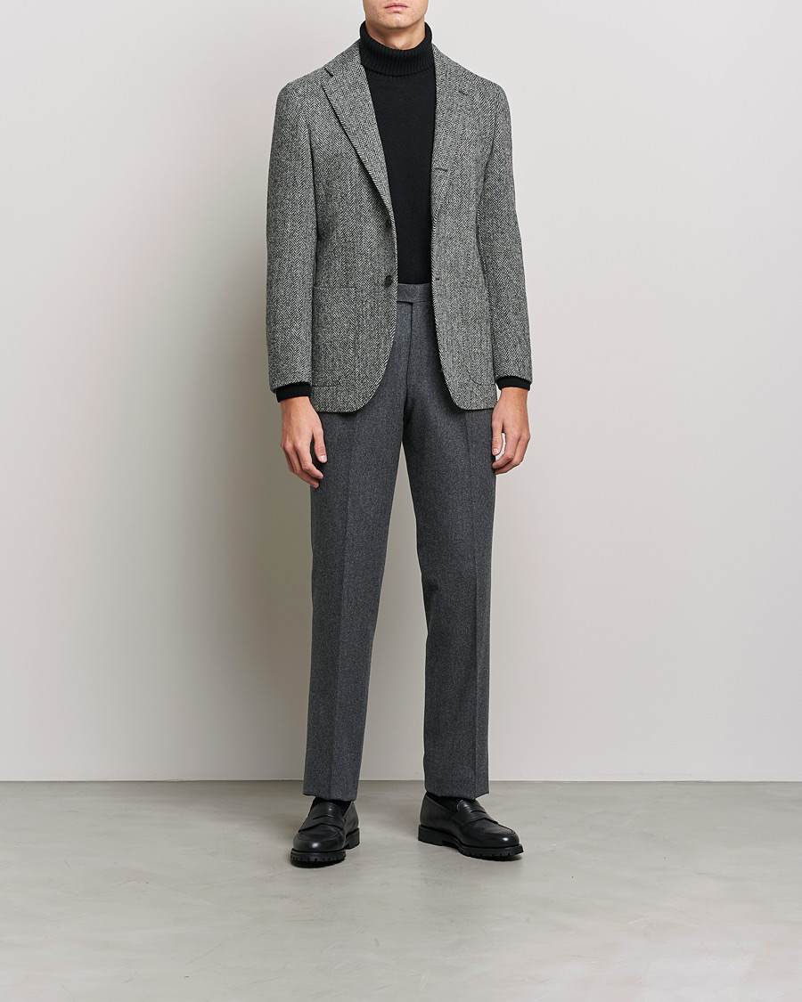 Herren | Sakkos | Beams F | Herringbone Tweed Jacket Dark Grey