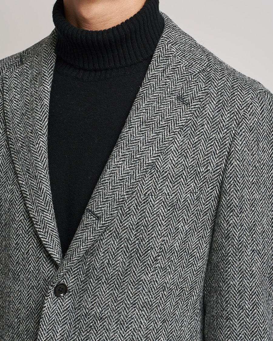 Herren | Sakkos | Beams F | Herringbone Tweed Jacket Dark Grey