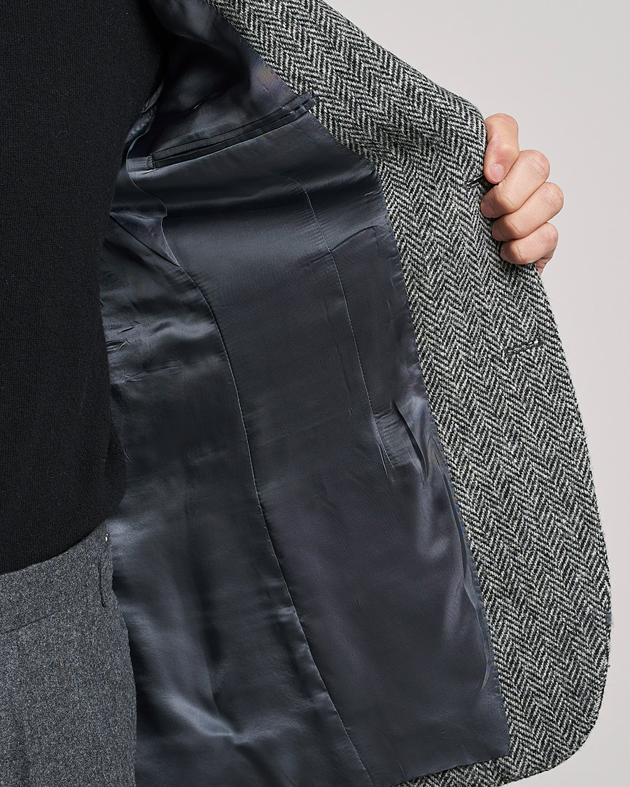 Herren | Sakkos | Beams F | Herringbone Tweed Jacket Dark Grey